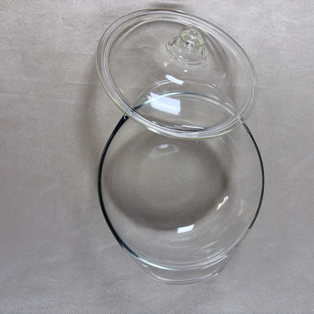 Vintage Pyrex 1023 1.5 Qt Clear Glass Round Casserole Dish w/ Lid USA (183)